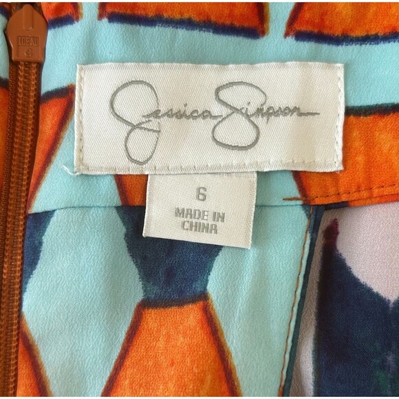 NWT Jessica‎ Simpson Midi Dress Sleeveless Pockets Cut Outs Purple Orange Blue 6 - Picture 7 of 12